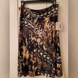 LuLaRoe Brown Black Asymmetrical Midi Skirt